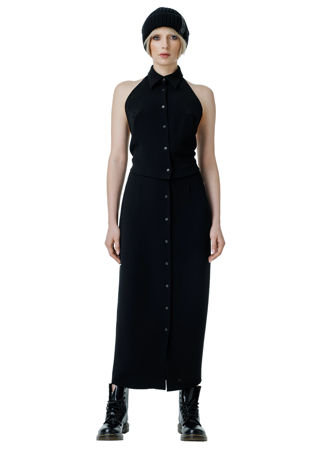 Open-back collared top