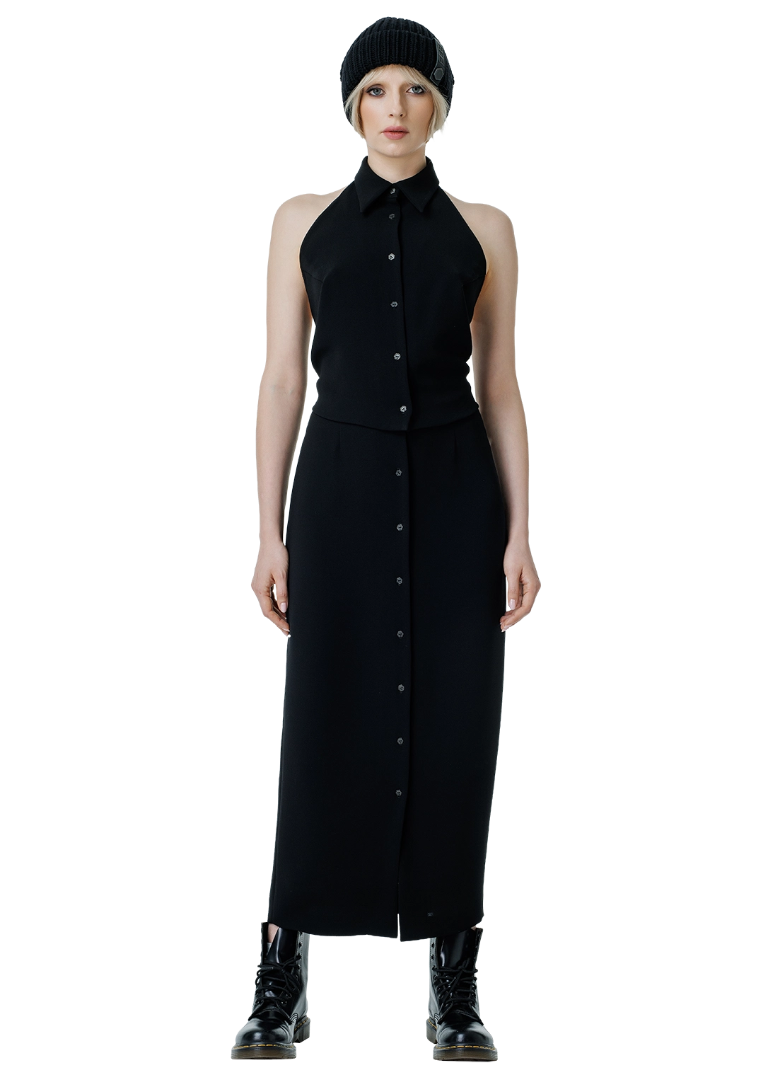 Open-back collared top