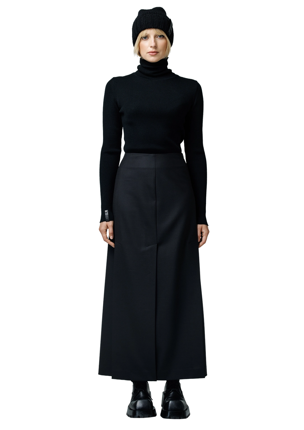 Five-slit wool skirt