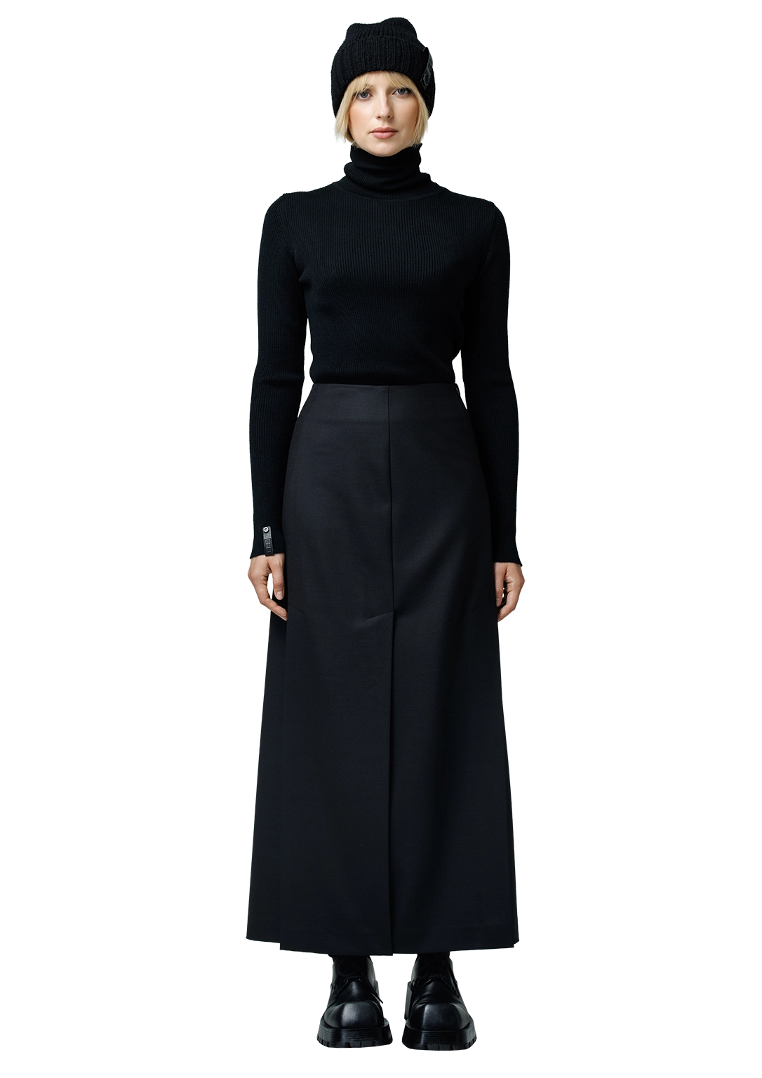 Five-slit wool skirt