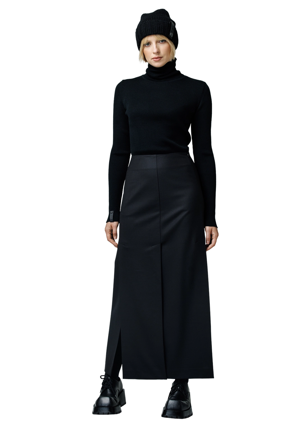 Five-slit wool skirt