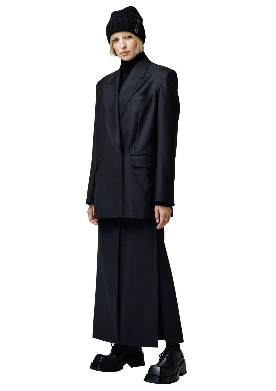 Five-slit wool skirt