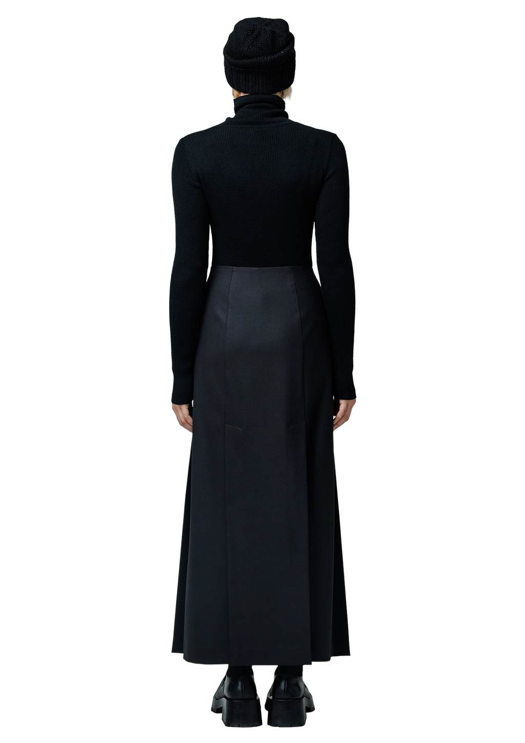 Five-slit wool skirt