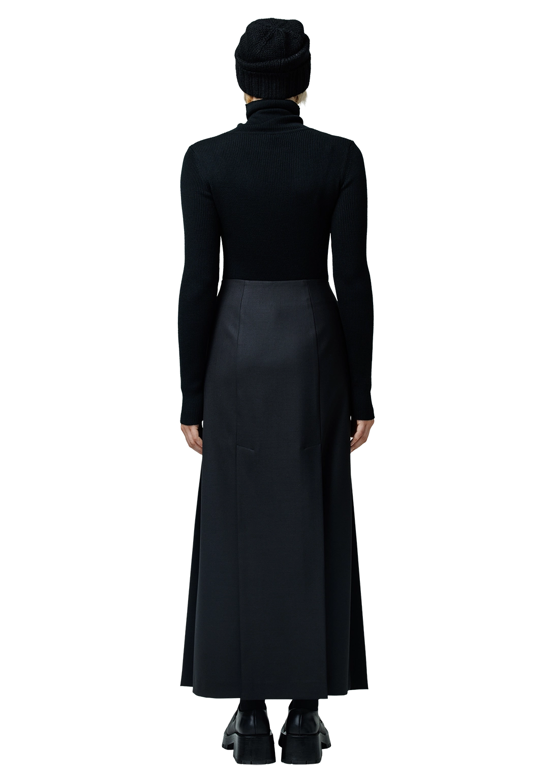 Five-slit wool skirt