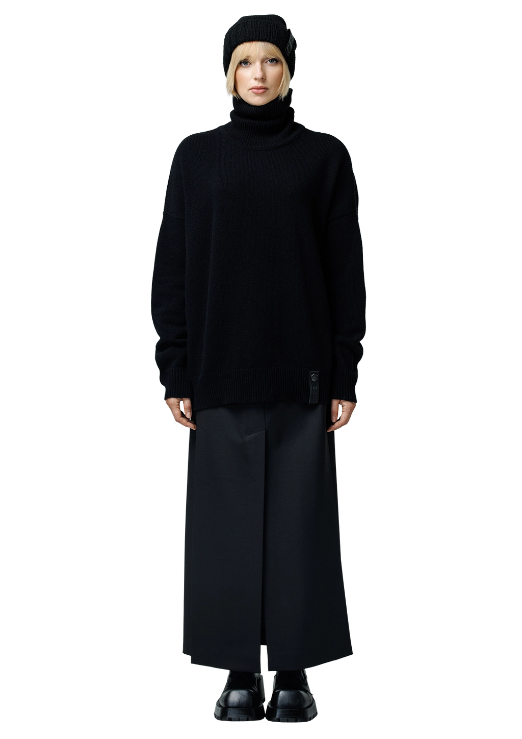 Five-slit wool skirt