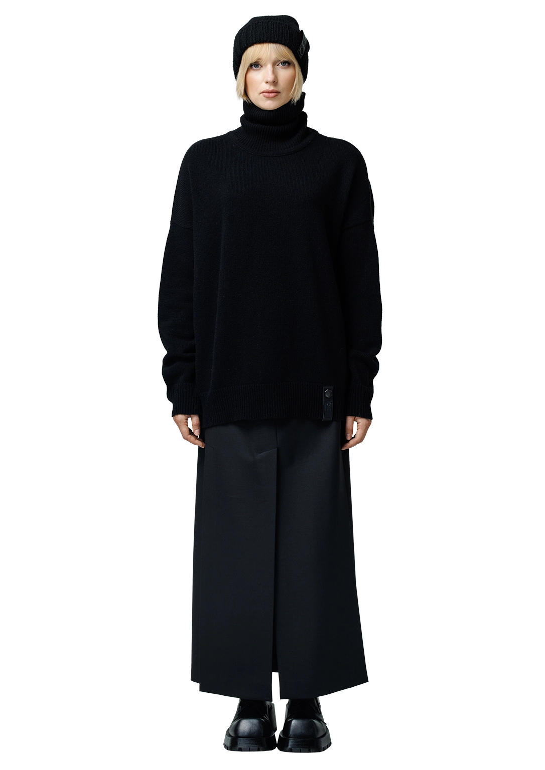 Five-slit wool skirt