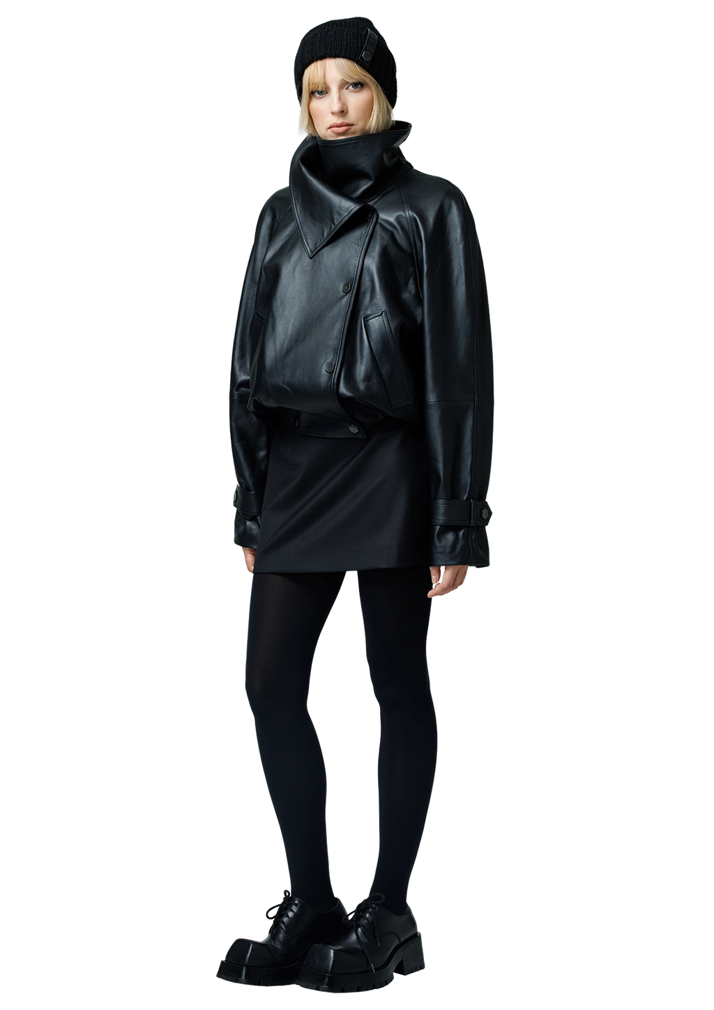 Leather bomber jacket