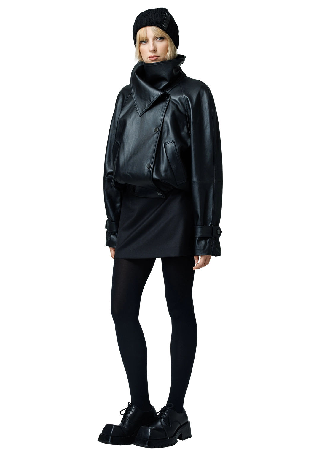 Leather bomber jacket