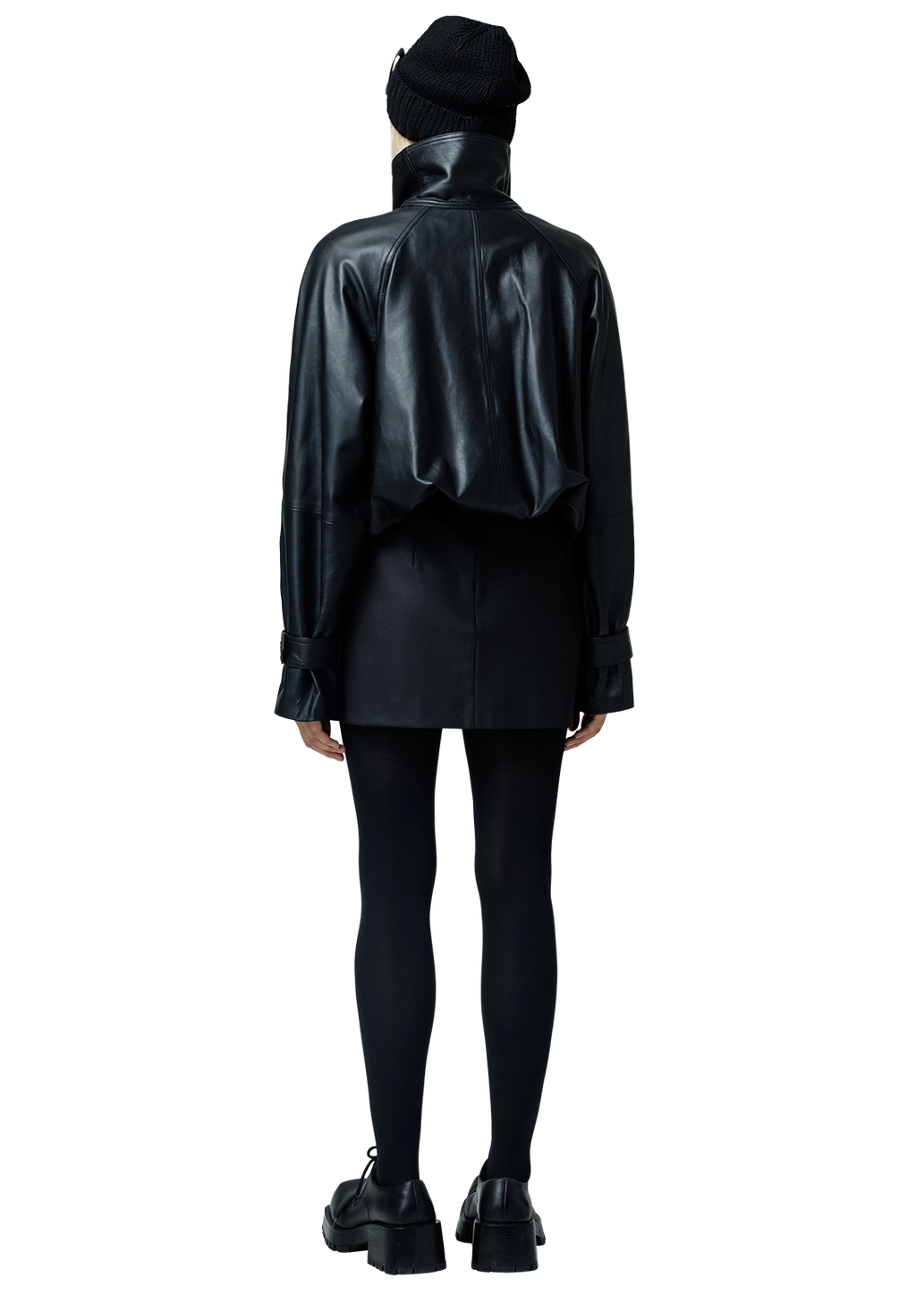 Leather bomber jacket