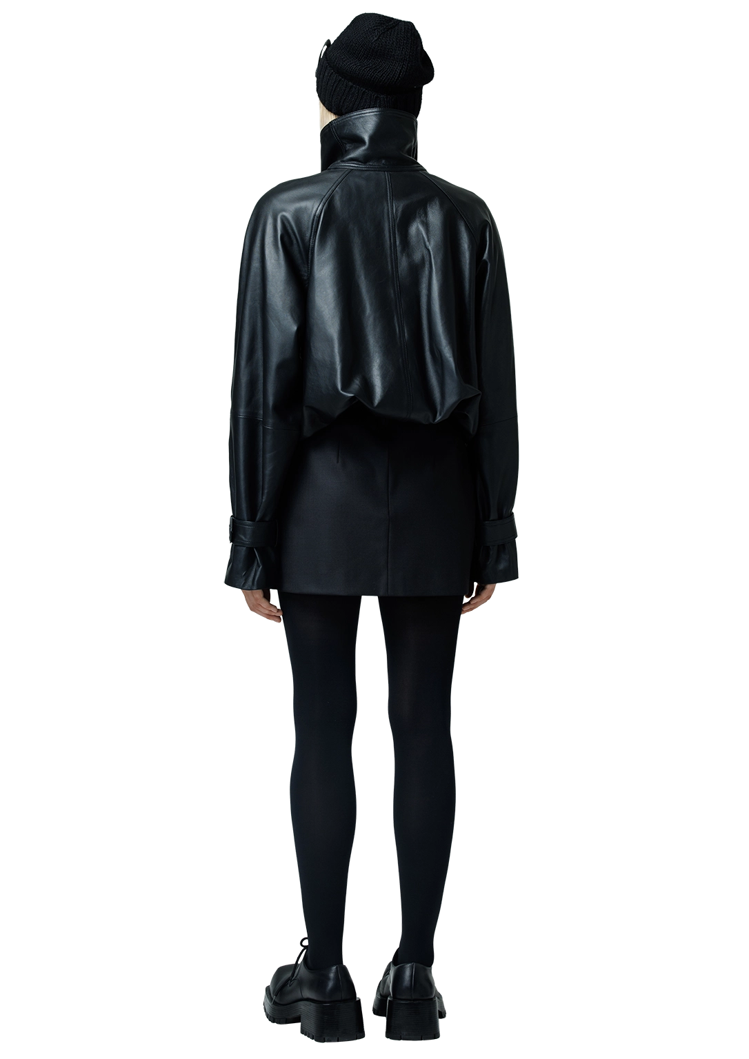 Leather bomber jacket