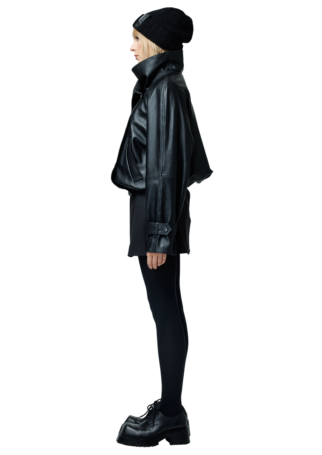 Leather bomber jacket