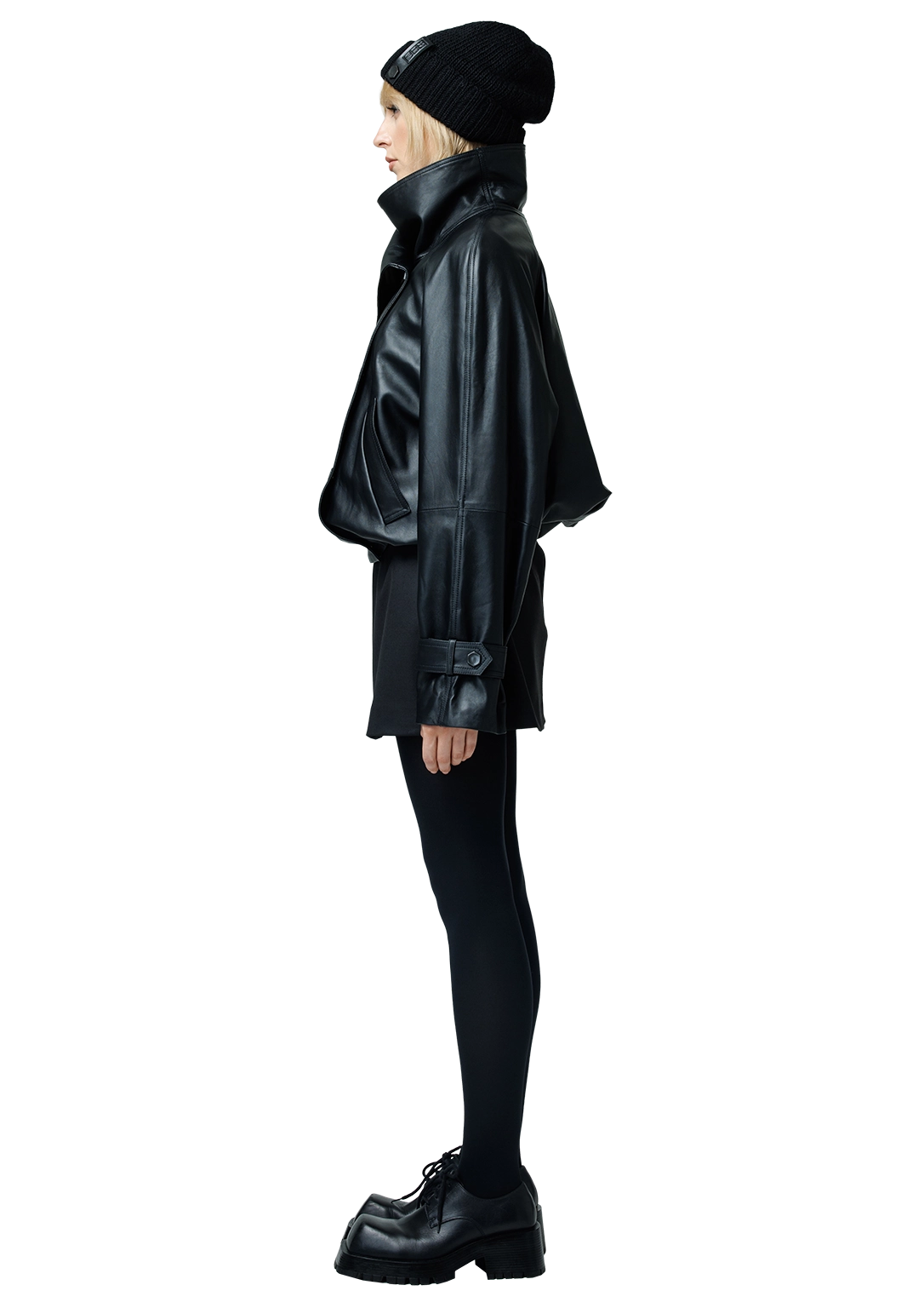 Leather bomber jacket