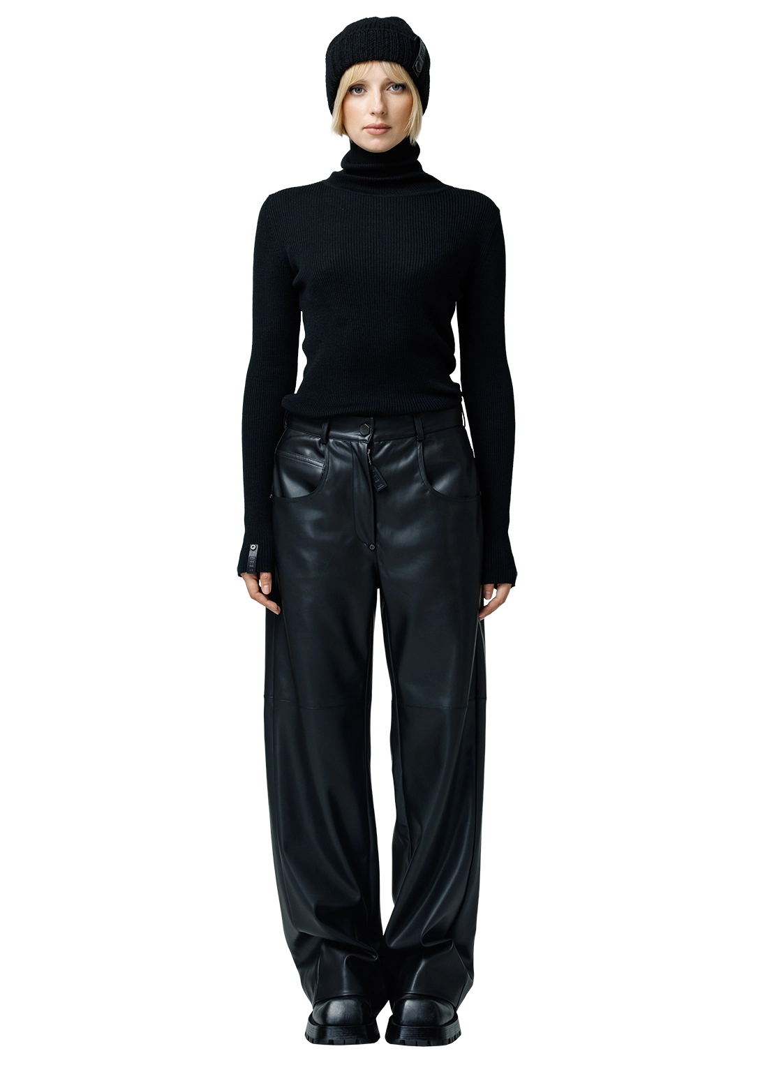 Faux leather trousers