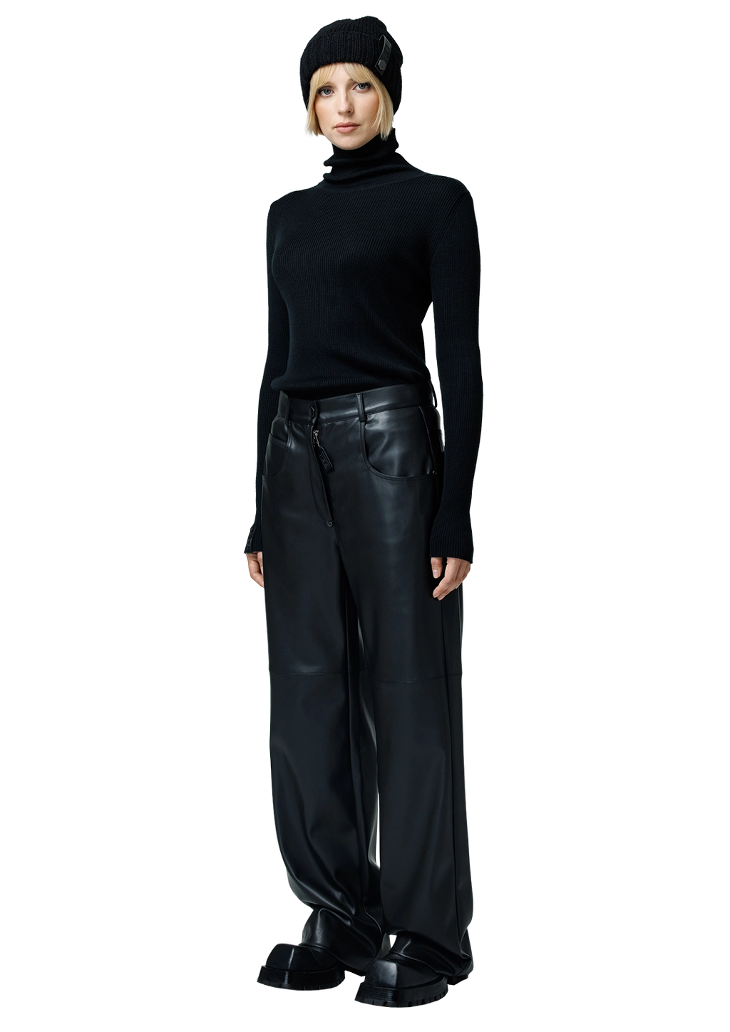Faux leather trousers