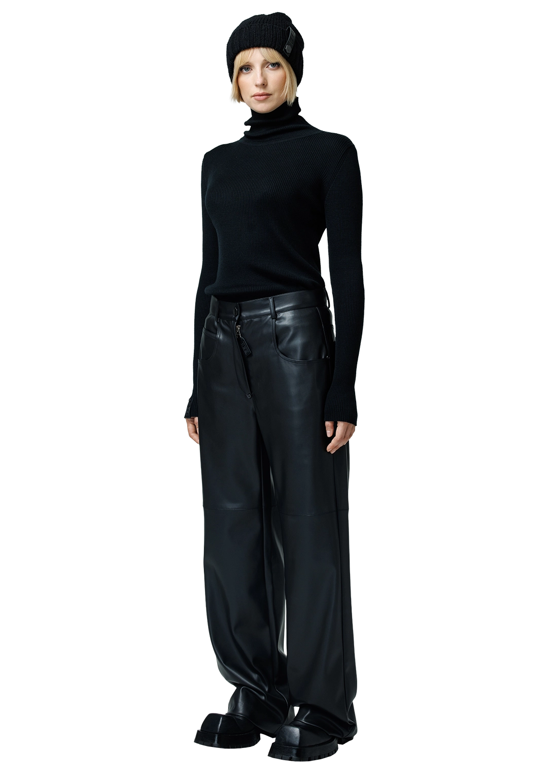 Faux leather trousers