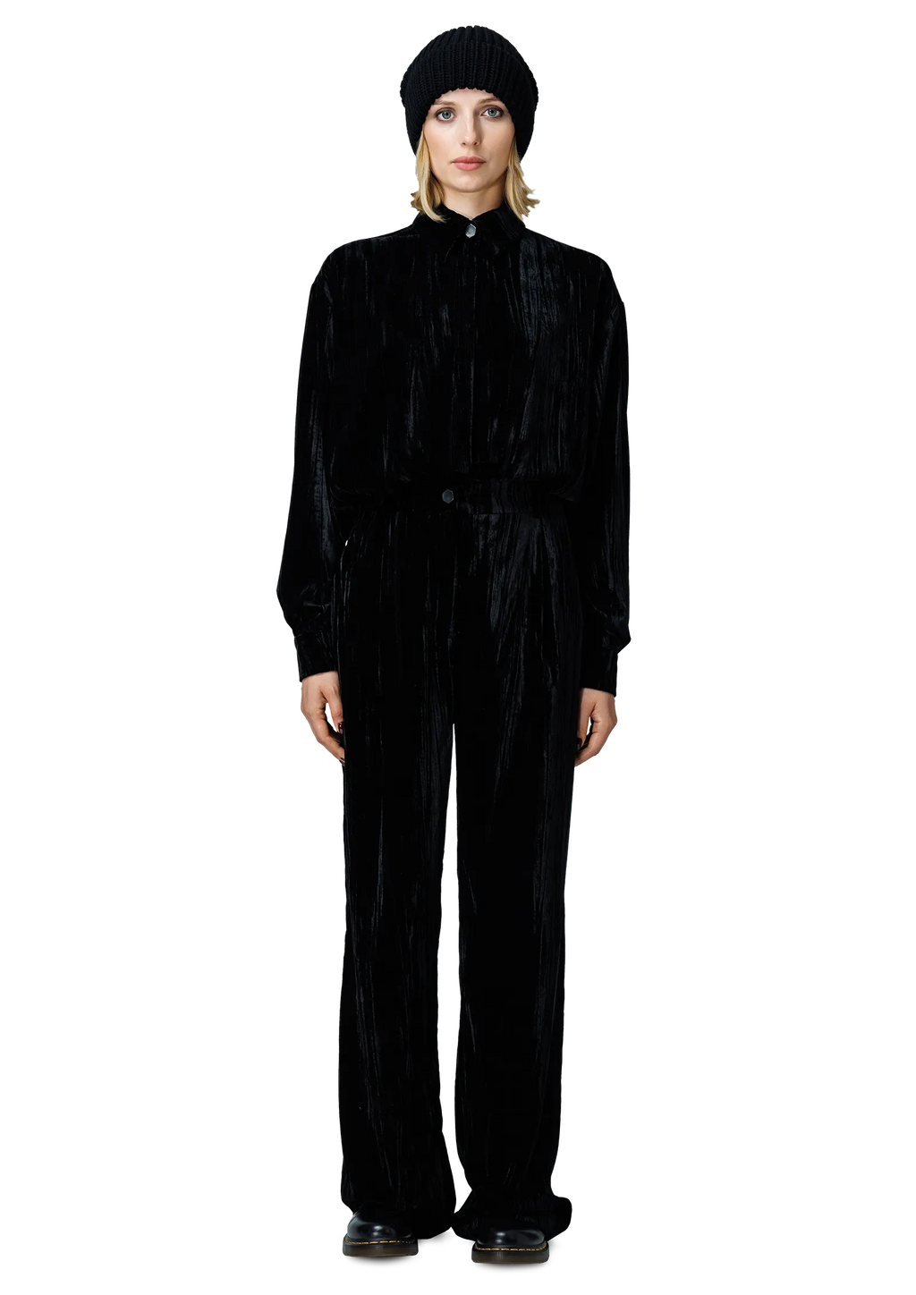 Velvet wide-leg trousers – BOTTOMS in Black by 2RU2RA