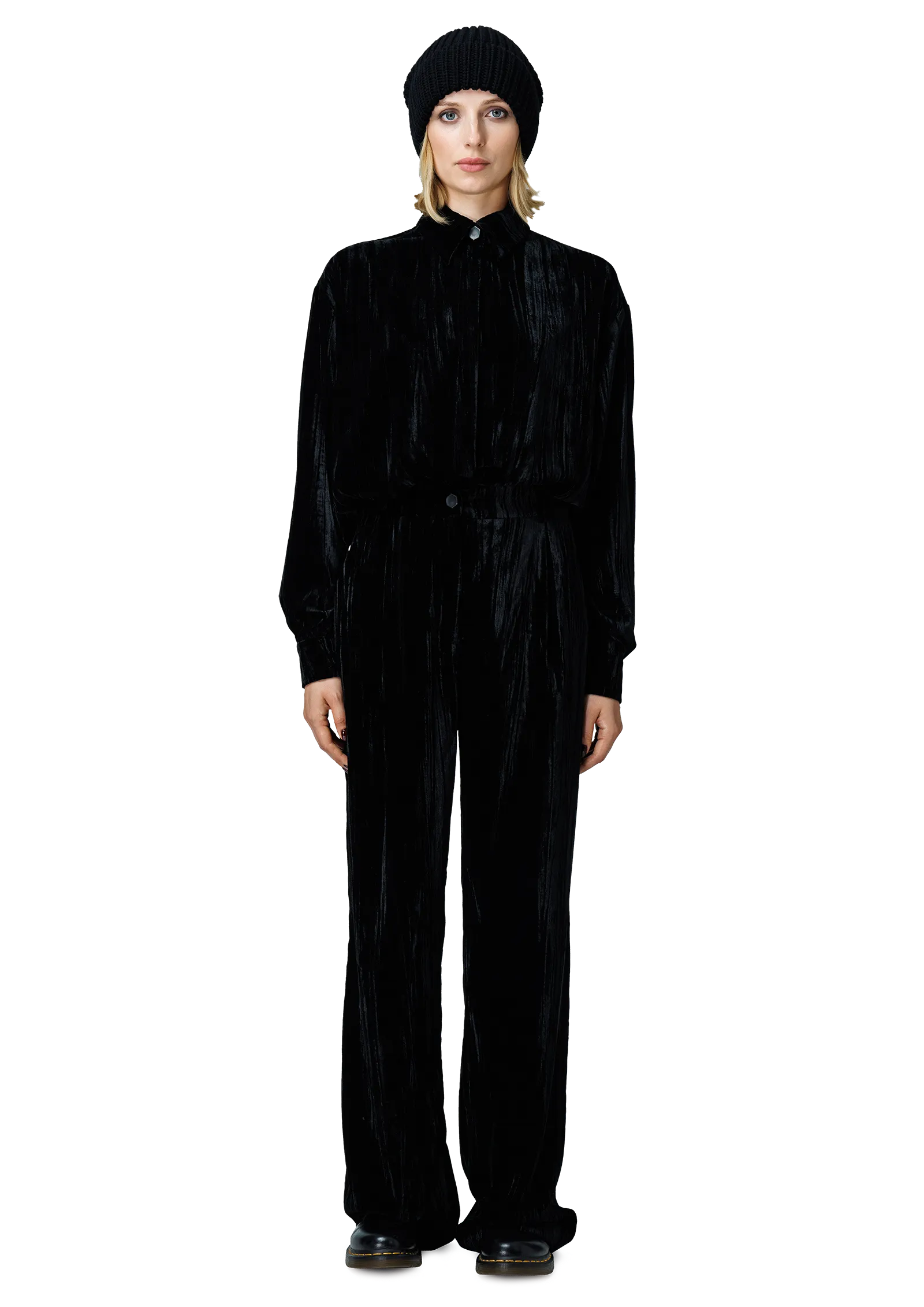 Velvet wide-leg trousers – BOTTOMS in Black by 2RU2RA