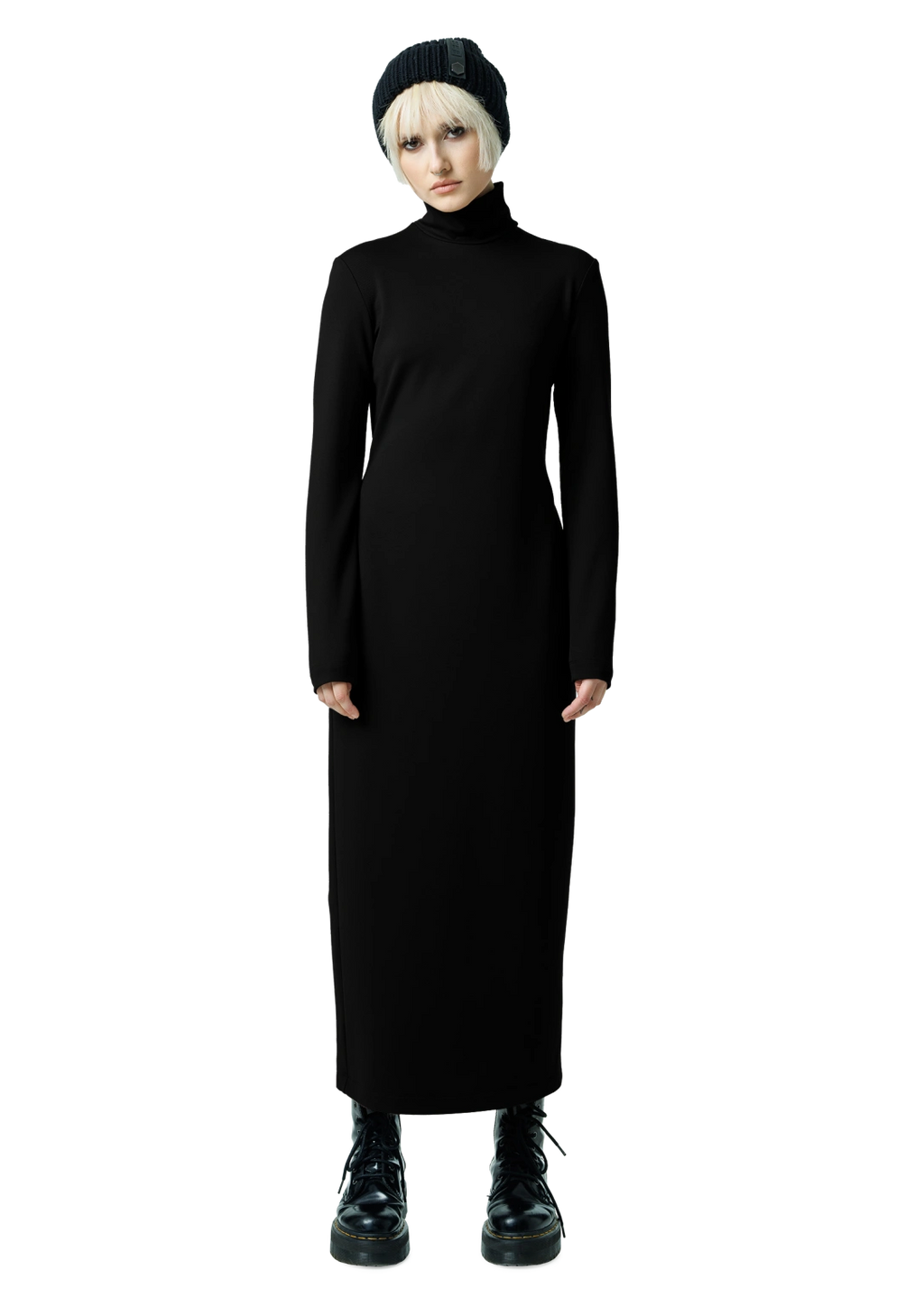 High-neck midi dress