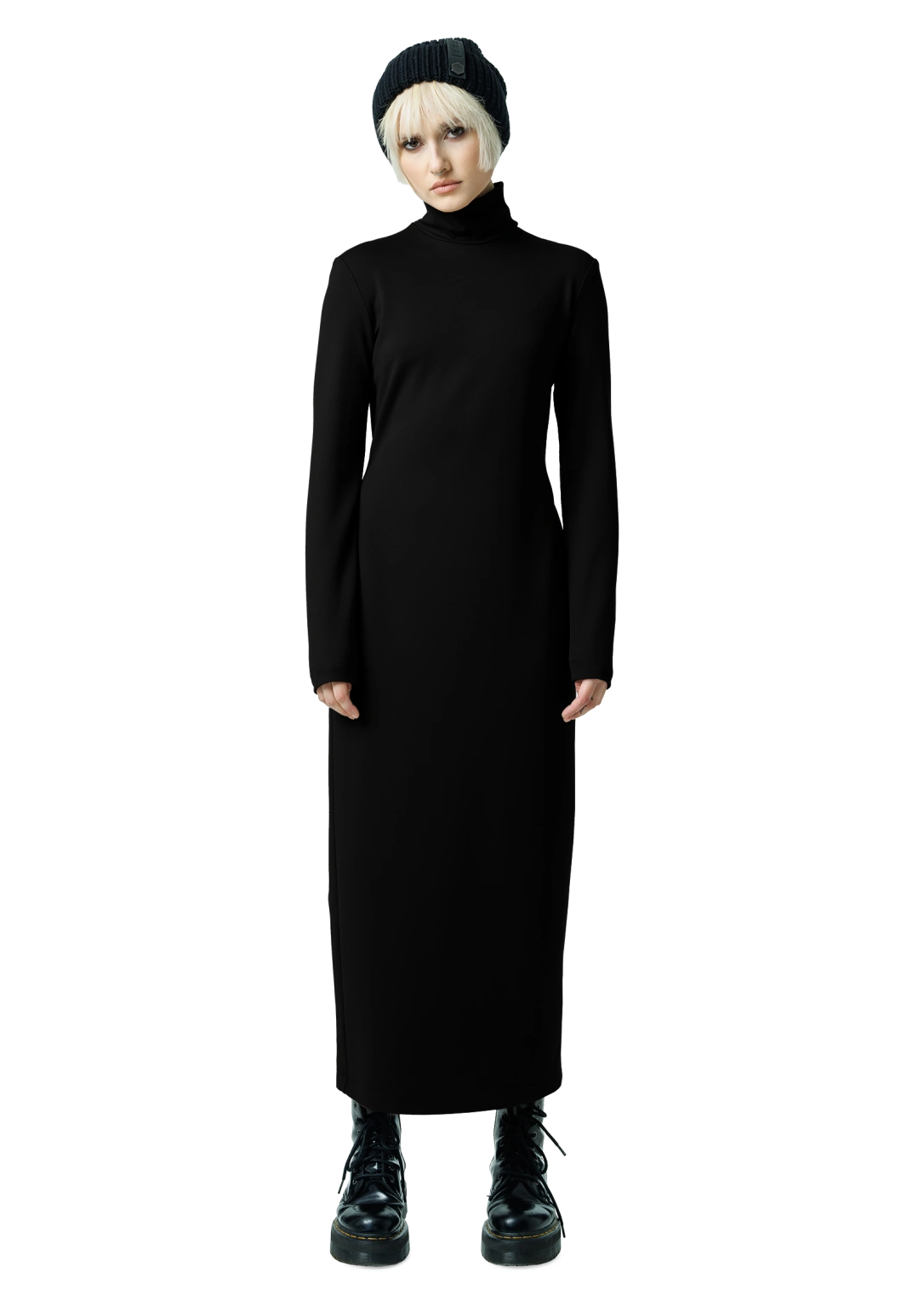 High-neck midi dress