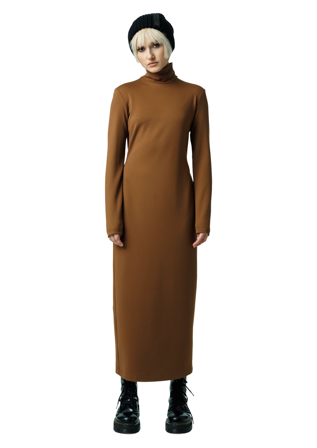 High-neck midi dress