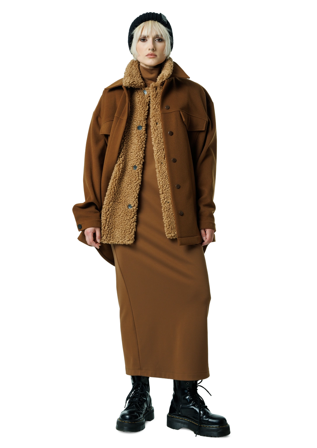 High-neck midi dress