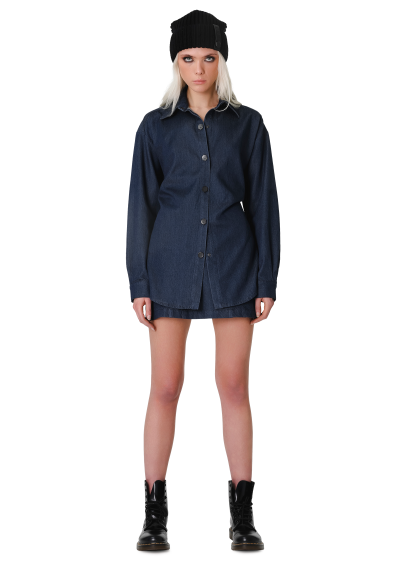 Open-back denim shirt